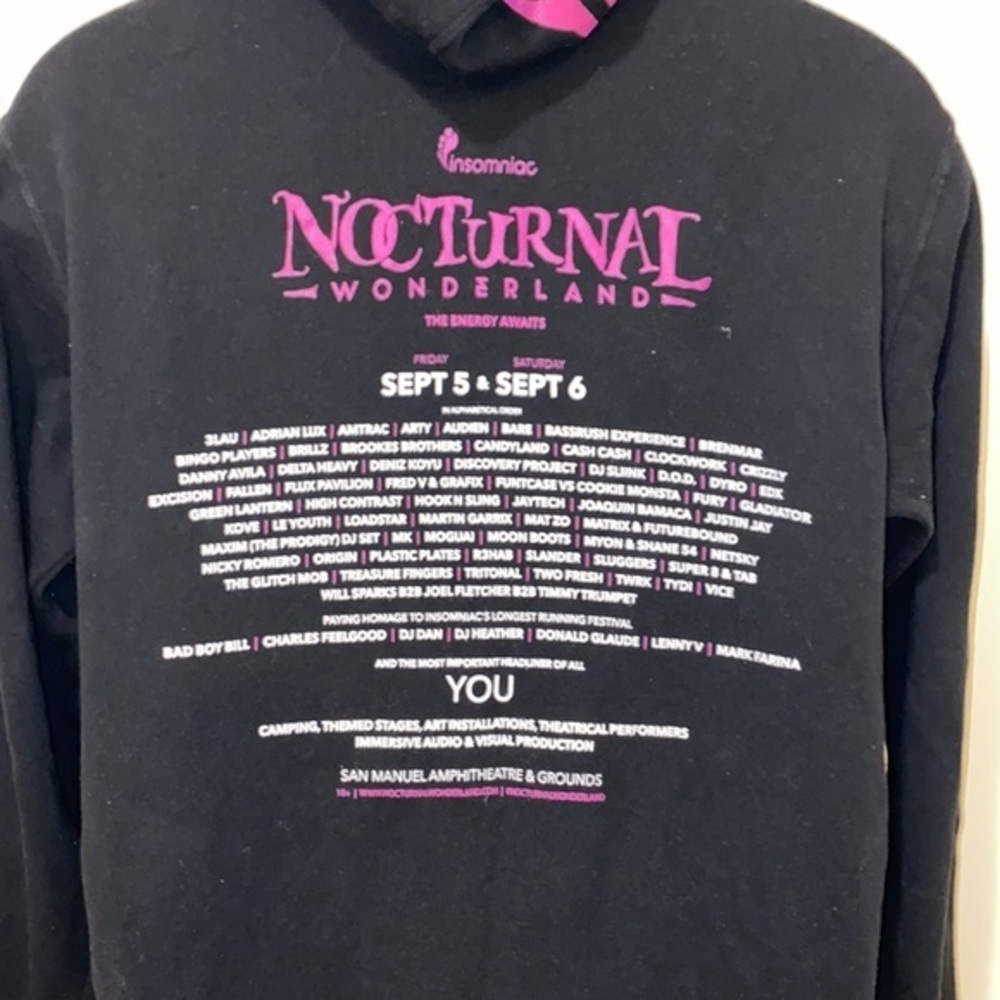 Unisex Nocturnal Wonderland Music Festival 2014 Black Pullover Hooded Sweatshirt - Picture 10 of 12